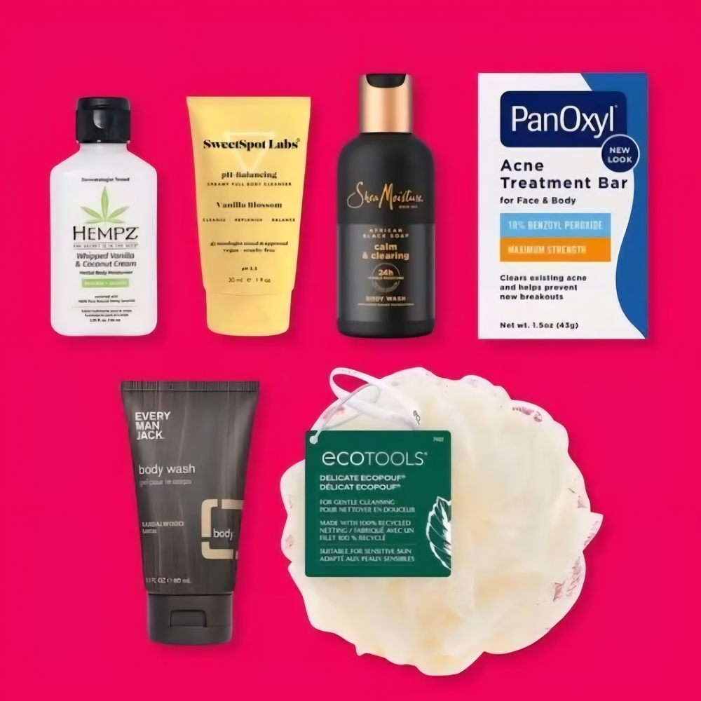 Skincare and Body Care Set 6 Pieces Body Wash Panoxil Cream Coconut Ecotools